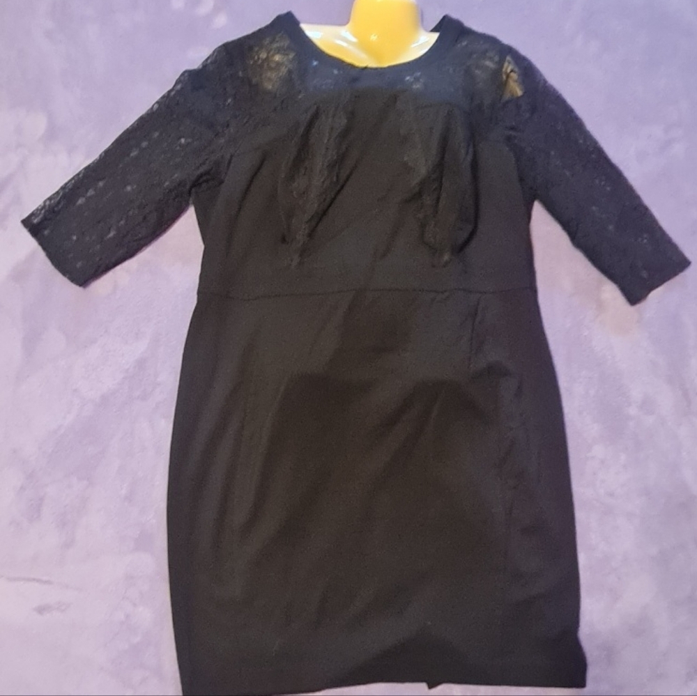 Lane Bryant Black Bodycon Dress with Lace Sz 26 EUC